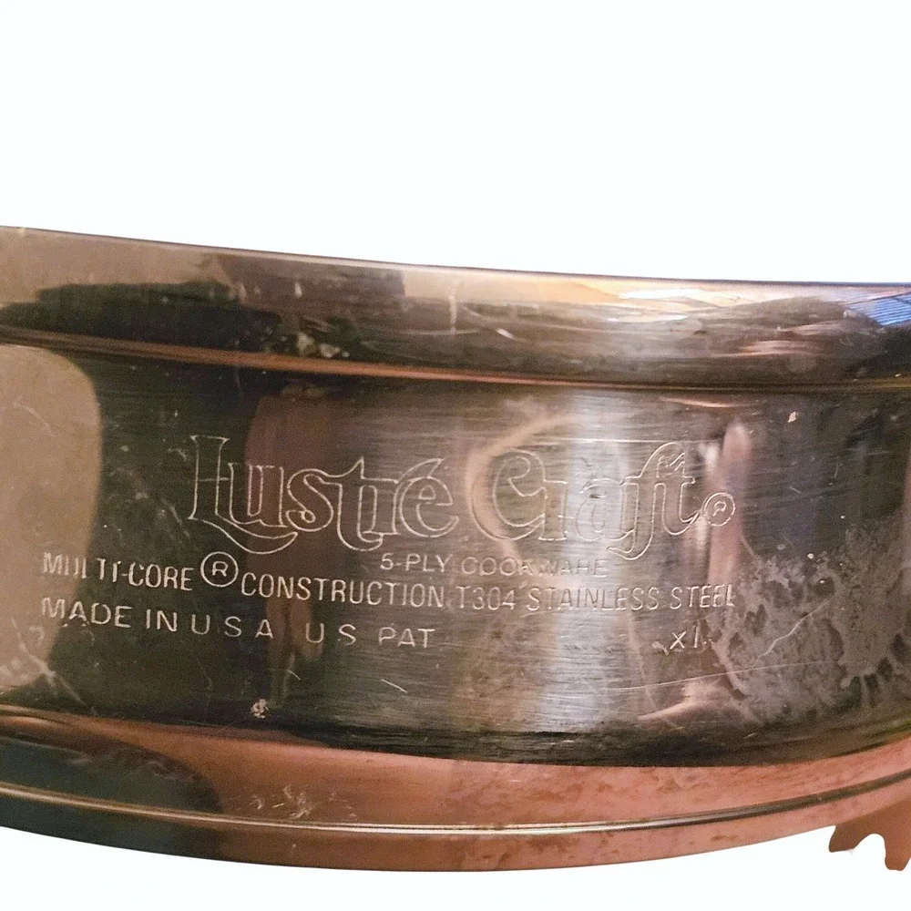 Lustre Craft 5-Ply T304 Stainless Steel Skillet Steamer Set Made in‎ USA 9 Inch